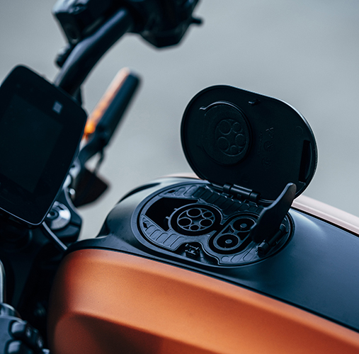 Harley Davidson LiveWire charging receptacle.